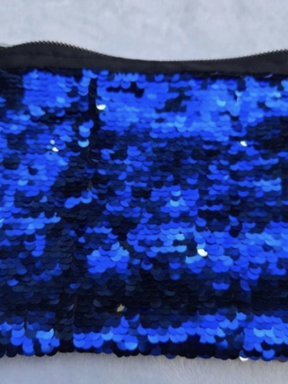 Blue & Silver Sequin Cosmetic Pouch Like New